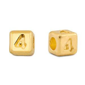 Metaal letterkralen DQ 4 Goud (nikkelvrij)