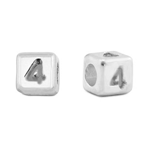 Metaal letterkralen DQ 4 Antiek zilver (nikkelvrij)
