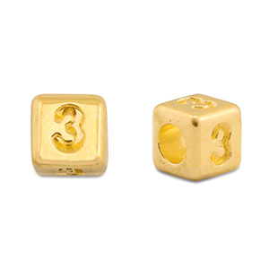 Metaal letterkralen DQ 3 Goud (nikkelvrij)