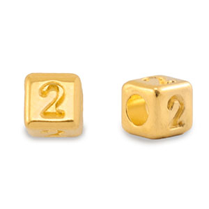 Metaal letterkralen DQ 2 Goud (nikkelvrij)