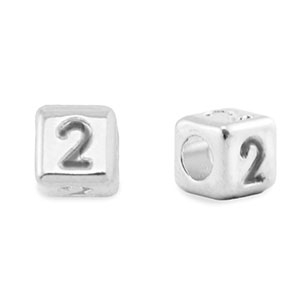 Metaal letterkralen DQ 2 Antiek zilver (nikkelvrij)