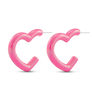 Musthave oorbellen heart Fuchsia pink-pearl shine coating