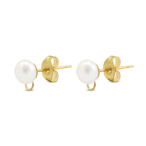 Benodigdheden van Stainless steel Roestvrij staal (RVS) oorbellen / oorsteker imitation pearl with loop 6mm Gold