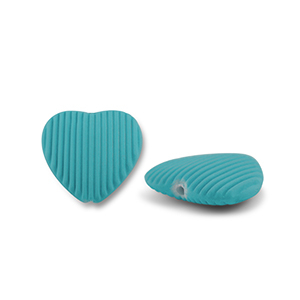 Acryl kralen heart Petrol green