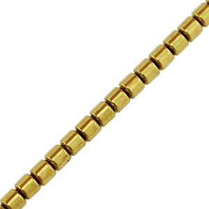 Kralen van hematite tube 3mm Gold