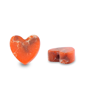 Kralen natuursteen heart Orange-white-brown