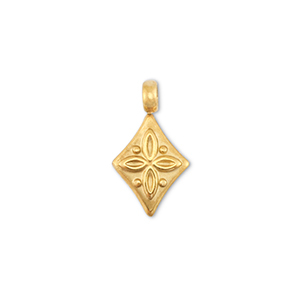 Bedels van Stainless steel Roestvrij staal (RVS) rhombus with flower Gold
