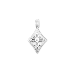 Bedels van Stainless steel Roestvrij staal (RVS) rhombus with flower Silver