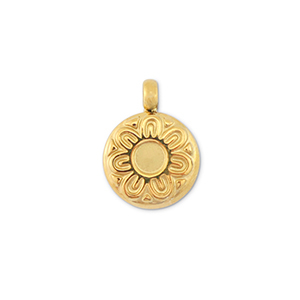 Bedels van Stainless steel Roestvrij staal (RVS) round with flower Gold