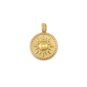 Bedels van Stainless steel Roestvrij staal (RVS) round with sun Gold