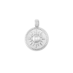 Bedels van Stainless steel Roestvrij staal (RVS) round with sun Silver