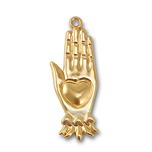 Metaal bedels hand with heart Gold