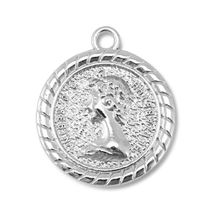 Metaal bedels round with Queen Elisabeth Silver
