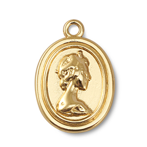 Metaal bedels oval with Queen Elisabeth Gold