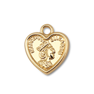 Metaal bedels heart with Queen Elisabeth Gold