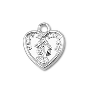 Metaal bedels heart with Queen Elisabeth Silver