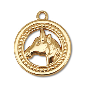 Metaal bedels round with horse Gold