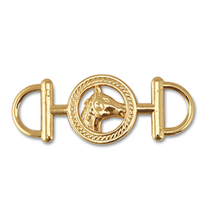 Metaal bedels tussenstuk round with horse Gold