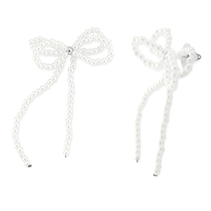 Musthave oorbellen/oorstekers kralen strik White-silver
