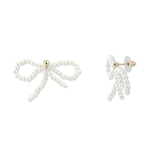 Musthave oorbellen/oorstekers kralen strik White-gold