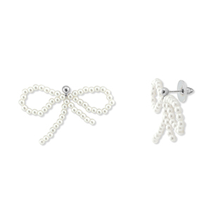 Musthave oorbellen/oorstekers kralen strik White-silver