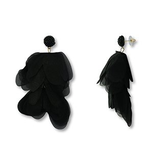 Musthave oorbellen/oorstekers chiffon bloem Black-gold