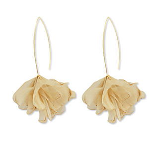 Musthave oorbellen chiffon bloem Beige brown-gold