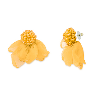 Musthave oorbellen/oorstekers chiffon bloem Yellow-gold