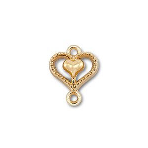 Metaal bedels tussenstuk heart with heart Gold
