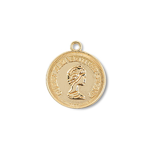 Metaal bedels round with Queen Elisabeth Gold