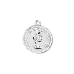 Metaal bedels round with Queen Elisabeth Silver