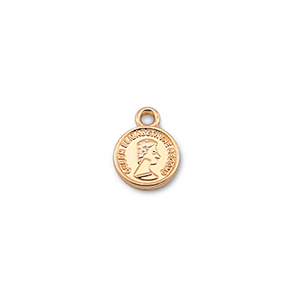 Metaal bedels round with Queen Elisabeth Gold