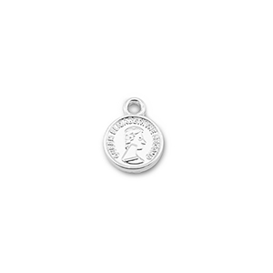 Metaal bedels round with Queen Elisabeth Silver