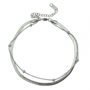 Enkelbandjes van Stainless steel Roestvrij staal (RVS) duo layer Silver