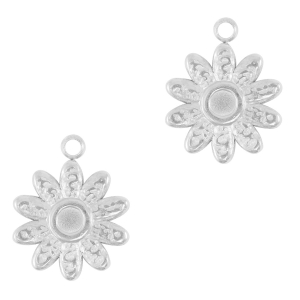 Bedels van Stainless steel Roestvrij staal (RVS) sunflower Silver