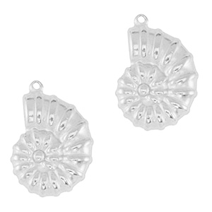 Bedels van Stainless steel Roestvrij staal (RVS) sea shell Silver