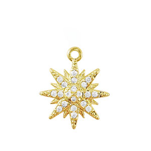 Brass TQ metaal bedels zirkonia star Gold