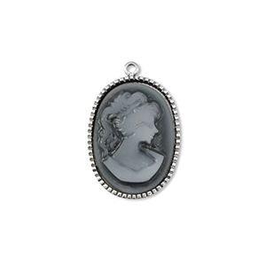 Bedels van Stainless steel Roestvrij staal (RVS) Camee oval Silver-grey