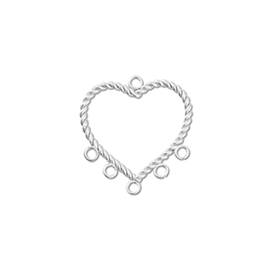 Bedels van Stainless steel Roestvrij staal (RVS) heart with 6 eyes Silver