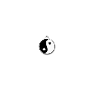 Bedels van Stainless steel Roestvrij staal (RVS) round Yin & Yang Silver-black-white