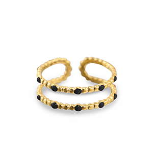 Ringen van Stainless steel Roestvrij staal (RVS) dots Gold-black