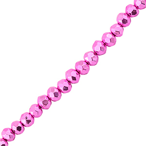 Facet kralen top quality disc 4x3mm Metallic fuchsia pink