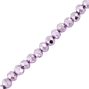 Facet kralen top quality disc 4x3mm Metallic purple