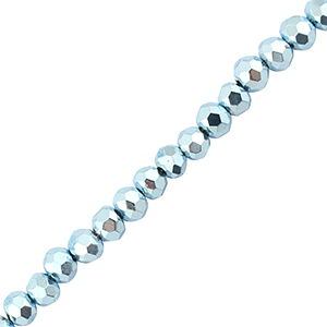 Facet kralen top quality disc 4x3mm Metallic light blue