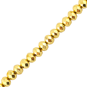 Facet kralen top quality disc 4x3mm Metallic gold