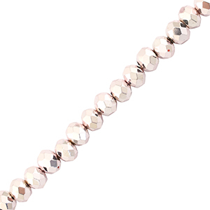 Facet kralen top quality disc 4x3mm Metallic light pink