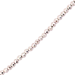 Facet kralen top quality rond 2mm Metallic light pink