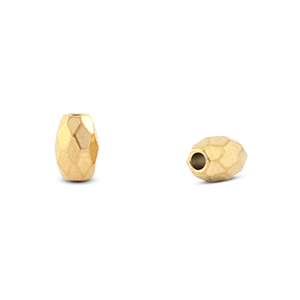 Kralen van Stainless steel Roestvrij staal (RVS) facet oval Gold