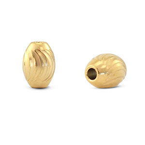 Kralen van Stainless steel Roestvrij staal (RVS) ovaal Gold