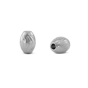 Kralen van Stainless steel Roestvrij staal (RVS) ovaal Silver